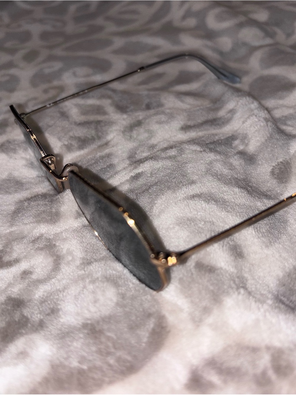 Ray-Ban Octagonal Sunglasses Blue Lenses Gold Frame - Picture 2 of 5